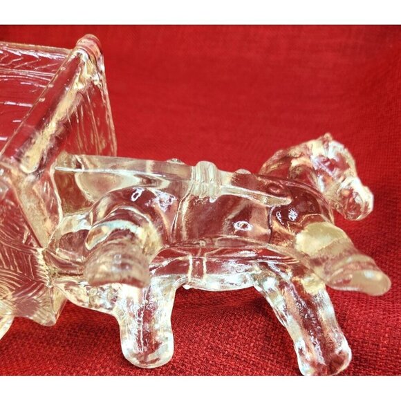 Vintage Large Jeannette Glass Candy Dish, Horse and Cart, - Picture 6 of 16